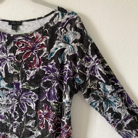 J Jill Womens Shirt Dress Floral Casual Petite Size PS Long Sleeves Boatneck - Picture 4 of 11